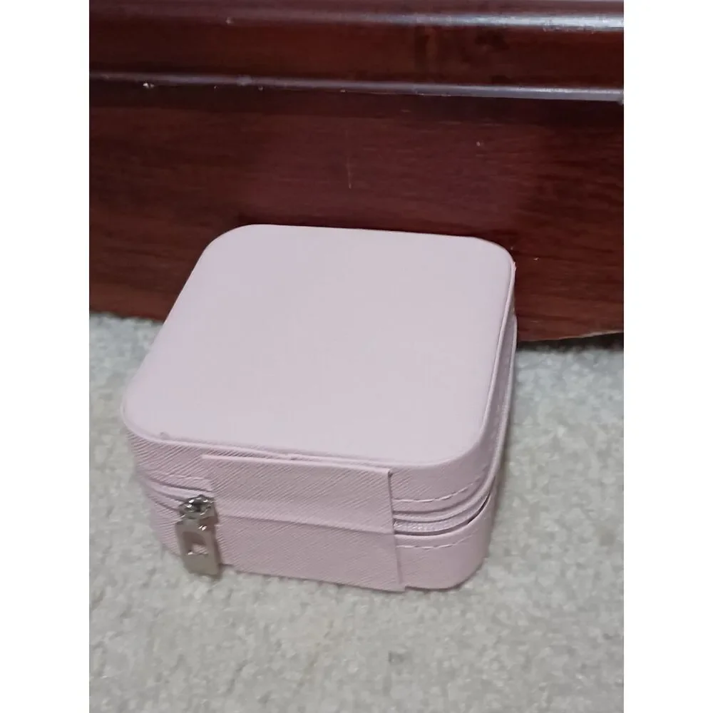 Faux Leather Pink Travel Jewelry Box - Picture 2 of 3